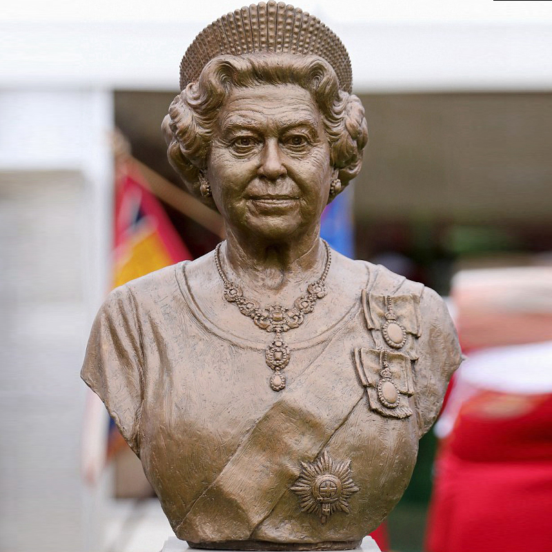 England queen bronze Elizabeth bust statue
